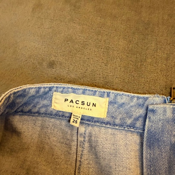 PacSun Denim Mini Skirt Light Wash High Waisted Blue Jean Womens size 25 - Picture 2 of 8